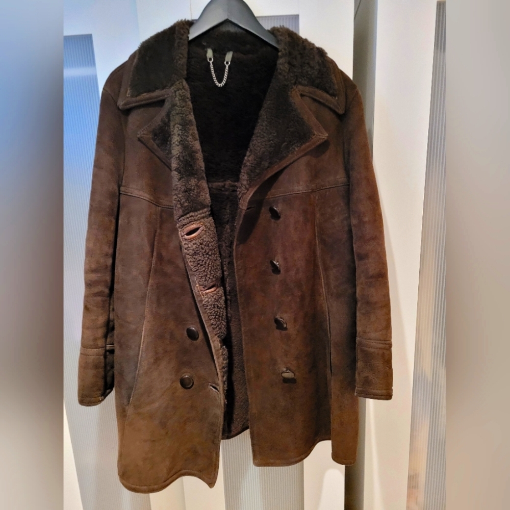 Vintage Suede Shearling Coat